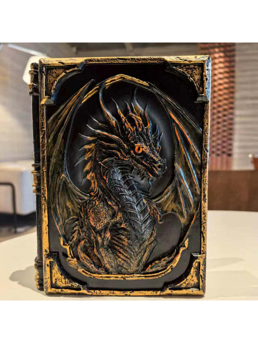 3D Dragon Resin Journal Golden – Handmade Gothic Embossed A5 Notebook
